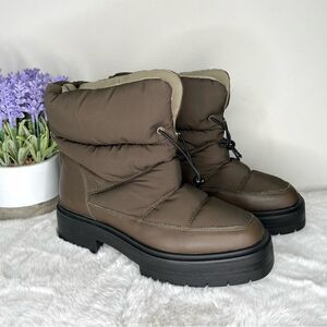 Sam Edelman Boots Women’s 10.5 Reve Lakyn Brown Plush Quilted Cold-Weather